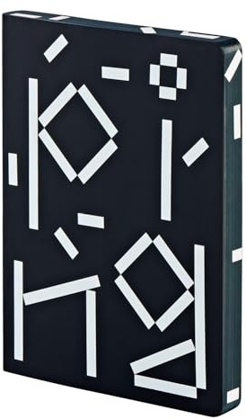Nuuna Notizbuch A5+ Graphic L - Ping Pong, Leder schwarz | Dotted Journal | 3.5 mm Punktraster Grau | 256 nummerierte Seiten | 120 g Premium-Papier | made in Germany