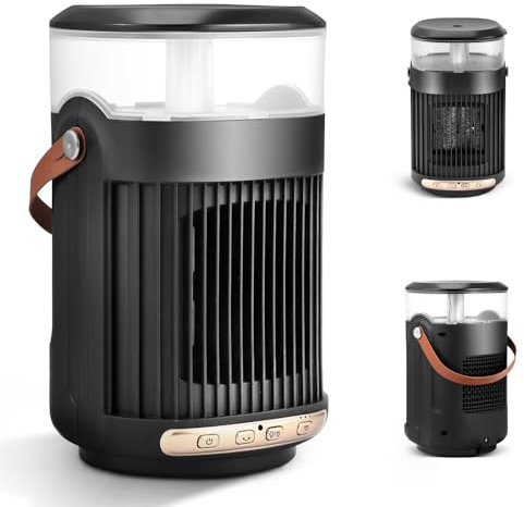 800W Calefacción con Humidificador de Aire, 3 en 1 Radiador Rancio de Baño con 7 Luces de Color, 90 ° Oscilante, Radiador de Cerámica Eléctrica PTC Calentador