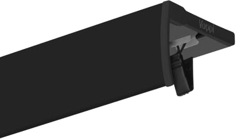 Voppi Schiene Gardinenstange mit Blende Small Deckenbefestigung Abdeckblende 180cm für Frosch Rollen Set für jeden Raum Ihres Hauses büramaliert pulverbeschichtet schwarz