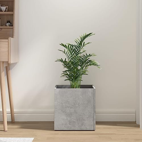 HEFZGDB Fioriera Grigio Cemento 40x40x40 cm in Legno Multistrato Vasi Per Piante Da Interno Fioriera Da Esterno Vasi Alti Da Esterno Aiuola Rialzata Da Esterno per Patio Terrazza Esterno Giardino