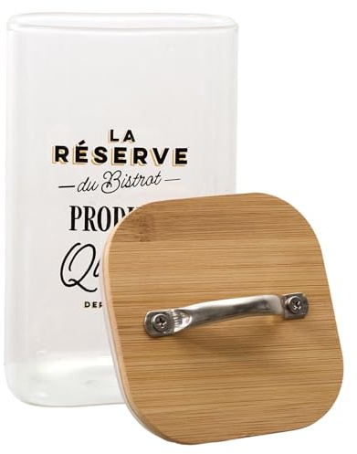 COOK CONCEPT Dessertglas mit Akazienholzdeckel 70 ml Amuse-Bouche | Klares Glas, luftdichter Deckel, 100 cl Fassungsvermögen, zur Aufbewahrung von Mehl, Kaffee, Müsli, Bistro-Design