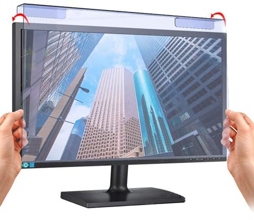 Guoyoocc Filtro de Anti Luz Azul y Protector Premium,Anti luz Azul Protector de Pantalla,Filtro Anti Deslumbrante Protección/Bluelight Filtrar,Reutilizable,Instalación Colgante