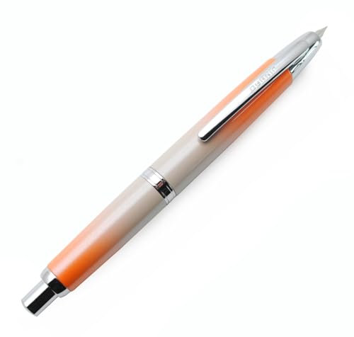 JINHAO 10 Press Fountain Pen Retractable Metal Pen with Ink Converter (Extra Fine Nib, Gradient Orange)