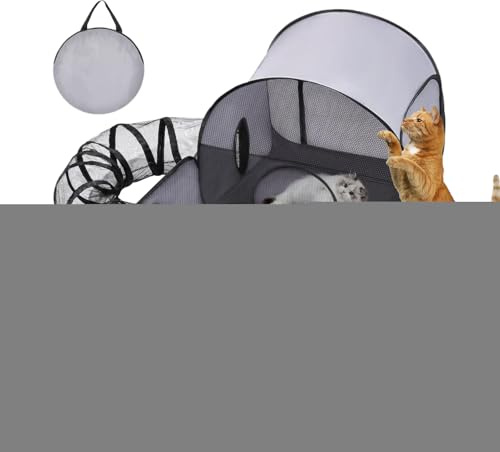 Hogvinnatil Outdoor Katzenauslauf, Umzäunter Katzenauslauf Für Draußen Mit Tragbarem Design, Klappbares Gehege Mit Spielzeugtunnel, Trainingszubehör Für Camping, Outdoor, Indoor & Reisen