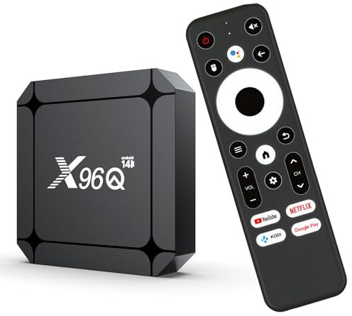 LEFFOT Android 14 TV Box 2025, X96QLite 4K Ultra HD TV-Box Android, 2GB RAM + 16GB ROM, Smart TVBox con HDR10, Control de Voz, 2.4G y 5G WiFi 6, Ethernet 100M, BT 5.0, USB 3.0, RK3518 Quad-Core A53