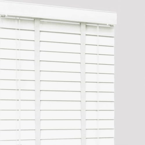 Natural Real Wood Venetian Blinds,White Wooden Blinds for Indoors,Blackout Window Treatment,50mm Horizontal Slats,Breathable/Anti-UV Curtain Shutters,Made to Measure (W60xH100cm(24x39in))