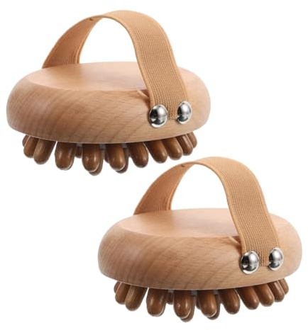 SEWOART 2 Stück Kopfmassagegerät Holzhaarkamm Gua Sha Kamm Kopfhautmassagekamm Auslöser Punktmassagegerät Holzkamm Massagebürste Shampoo Pinsel Entspannungsmassagegerät