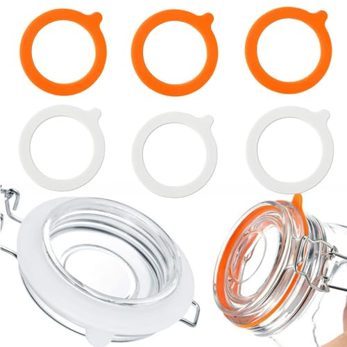 ilner Jar Seals, 95mm Silicone Gaskets for Regular Mouth Mason Jars 6-Pack