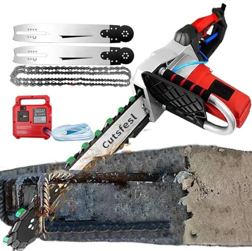 Elektrisch Betonkettensäge für Beton/Wandschneider mit Diamant-Doppelkette/intelligenter Wasserpumpe, 0–3000 U/min, Schnitttiefe 35 cm/48 cm, für Granit, Porzellan, Stein 6500W480