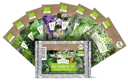 FLORTUS 2000-0793 BIO Teekräuter-Set (8 Sorten) (BIO Kräutersamen Sets)