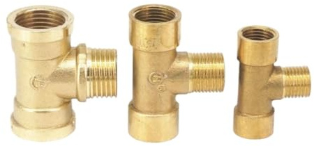 Raccord de tuyau séparateur en laiton à 3 voies, 1/8 1/4 3/8 1/2 BSPP femelle-mâle-femelle, raccord de tuyau for eau, gaz et huile(1/4)