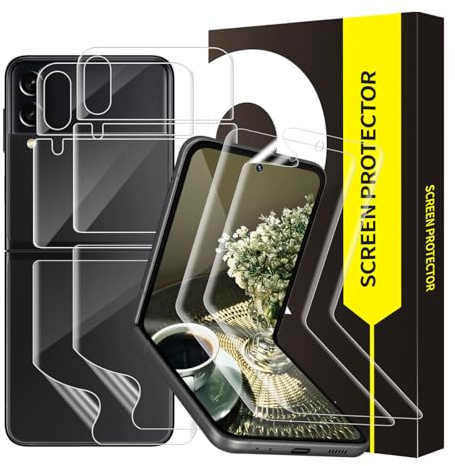 Bodyguard - Protector de pantalla para Samsung Galaxy Z Flip 4 5G, antihuellas, 3D sin burbujas, sensible al tacto, 2+2 Pack 0,15 mm TPU HD claro Z Flip 4 vidrio protector protector trasero