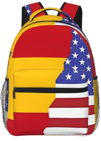 FOWIYRH Zaino con stampa bandiera della Spagna americana per uomo donna borsa | Zaino casual per escursioni di lavoro e weekend, nero