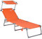 Casaria® Sonnenliege Wetterfest mit Sonnendach Klappbar Gartenliege 130kg Belastbar Tragbar Leicht 190x60cm Liegestuhl Garten Balkon Campingliege Rot
