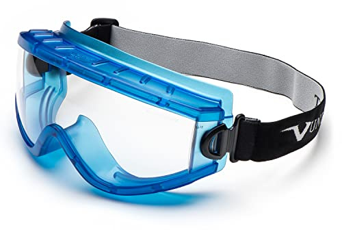 Maschera di protezione blu modello 619 con lente trasparente e ventilazione diretta