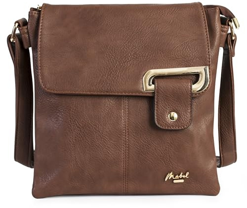 Mabel London Mittelgroße Trendy Messenger Cross-Body Schultertasche mit Staubschutzbeutel - FAITH [Hellbraun (Goldene Umrandung)]