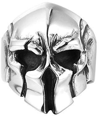 Daesar Bagues Hommes Acier Inoxydable Bague Gothique Tete de Mort Casque Bague Gothique Punk Argent Bagues Hommes Taille 56.5