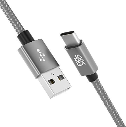 JAMEGA – 3m USB Typ C Kabel Silber | 3A Nylon geflochten USB C Ladekabel & Datenkabel Fast Charge Snyc schnellladekabel kompatibel mit Samsung Galaxy S10/S9/S8+, Huawei P30/P20, uvm.