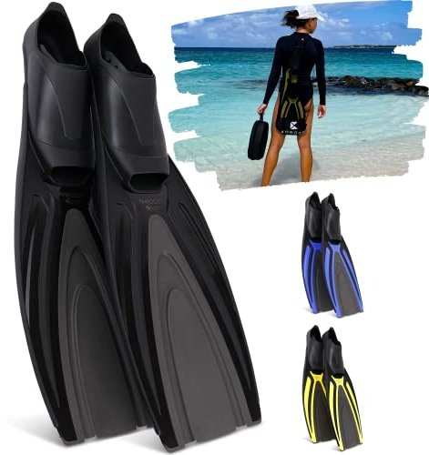 Khroom Schnorchelflossen für Erwachsene 36-47 | Hochwertiges Produkt hergestellt in Italien | Taucherflossen für Frauen/Männer | Schwimmflossen Erwachsene zum Schnorcheln (Schwarz, 42-43)
