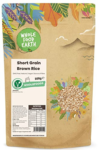 Wholefood Earth Short Grain Brown Rice 500 g | GMO Free | Natural | Source of Fibre