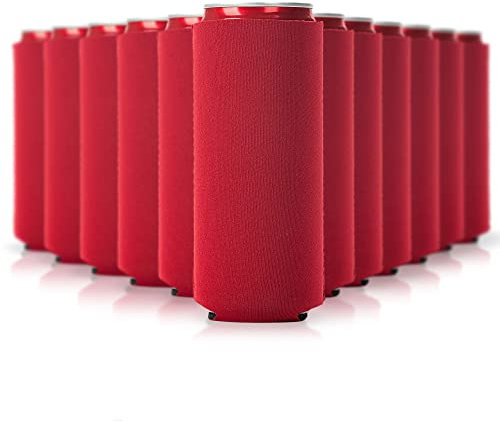 Slim Can Cooler Sleeve 12 Pack – Blank Neoprene Insulated - Red