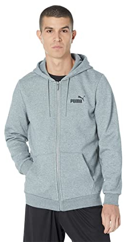 Puma Herren Big and Tall Essentials Fleece Hoodie mit durchgehendem Reißverschluss, Mittelgrau meliert, XXL Groß Hoch