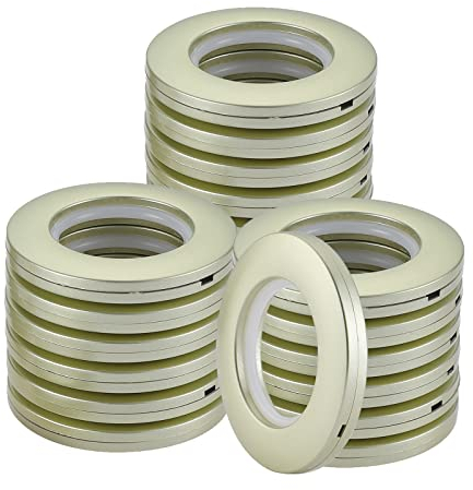 Kinsinder 32 Pcs Curtain Eyelet Rings, Curtain Grommets Round Plastic Rings Inner Diameter 40mm Low Noise DIY Rings for Window Curtain, Shower Curtain, Locker Room Door Curtains, Champagne Gold