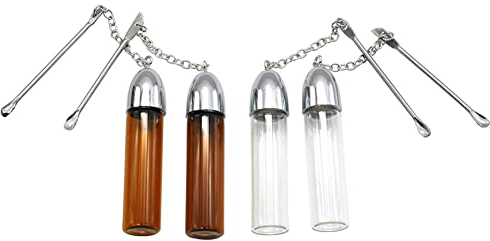 JIHUOO 4 Pcs Small Glass Vial Snuff Bottle with Spoon