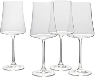 MIKASA Aline Set of 4 White Wine Glasses, 16-Ounce, Clear