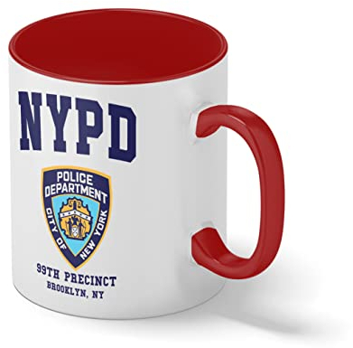 Brooklyn 99 New York Police Nine Nine Precinct Blanc tasse à café avec Red Rim et poignée Mug