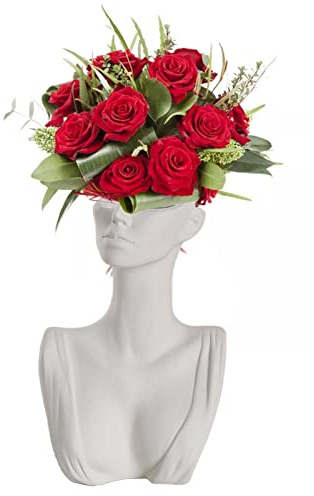 Pcscevcr Weibliche Körpervasen, menschliche Keramik-Blumenvase, Damen-Brustkopfform, Statue, Kunstvase, Blumentopf-Ornament für Blumenarrangement, Heimdekoration