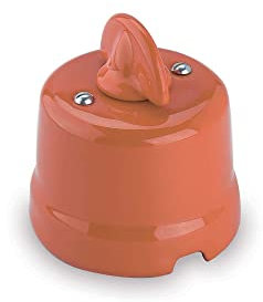 Amarcords - Interruptor giratorio de porcelana. Desviador de cerámica de estilo retro vintage con perilla para cambiar el color actual CORAL