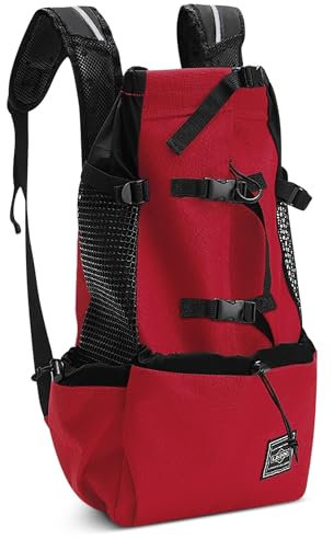 ALLSOPETS Hundetragerucksack Tragbarer Verstellbarer Hunderucksack für Kleine Mittelgroße Große Hunde Haustierrucksack zum Reisen Wandern Bergsteigen Camping (Edelsteinrot, XL)