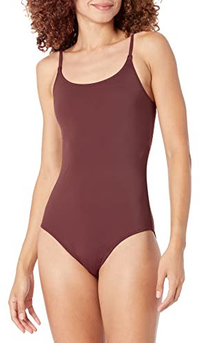 Amazon Essentials Maillot de Bain Une Pièce à Fines Bretelles Femme, Brun Profond, 48