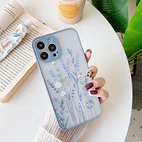 ZTOFERA Hülle für iPhone 14 Pro Max, Durchscheinend Liquid Silikon Hülle mit Blume Design, Weich Flexibel Anti-Kratzer Schutzhülle für iPhone 14 Pro Max (6,7) - Lila