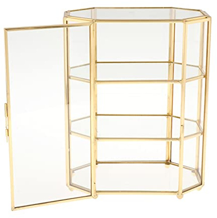 meialla Boîte à bijoux à 3 niveaux Organisateur de maquillage en verre Boîte à bijoux Vitrine multifonction pour rangement de décoration de coiffeuse