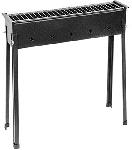 Mondo Viro Cuoci Spiedini a Carbonella in Ferro Verniciato con Griglia in Acciaio - Perfetto per la Preparazione di Carne, Pesce e Verdure alla Brace (80 x 15 x 70 h cm)