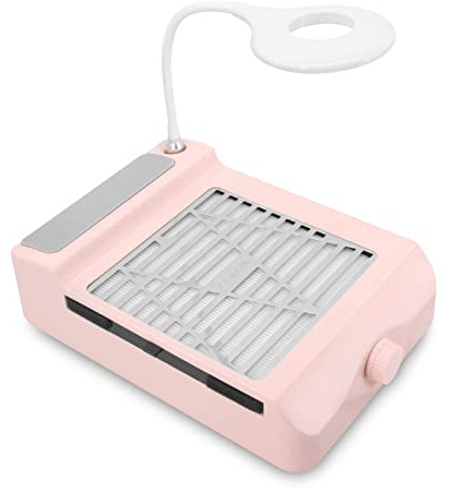 I.B.N Nagel Staubabsaugung Mit Lampe, Einstellbare Absaugung, Professionell Nagelstaubsauger Staubabsaugung Nagelstudio Maniküre Nail Dust Collector, Rosa