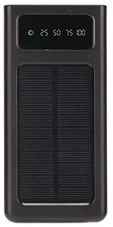 Solar Charger Power Bank, 20000mAh Portable Solar Phone Battery Charger with Cable and LED Flashlight, Mobile Battery Pack Charger for Outdoor, Camping (Black)
