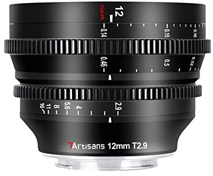 7artisans APS-C Ultra-Weitwinkel-Kino-Objektiv, 12 mm, T2.9, große Blende, kompatibel mit M43-Kamera, manueller Fixfokus, geringe Verzerrung