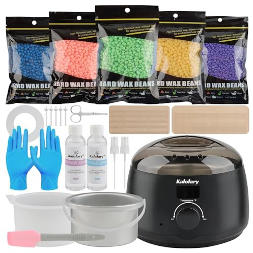 Kalolary Ganzkörperwachskit für Männer, neue Wachsperlen, sanft, hypoallergen, pro Monat Wachskit für empfindliche, Mischhaut - Wachswärmer für die Haarentfernung, einfach zu bedienen