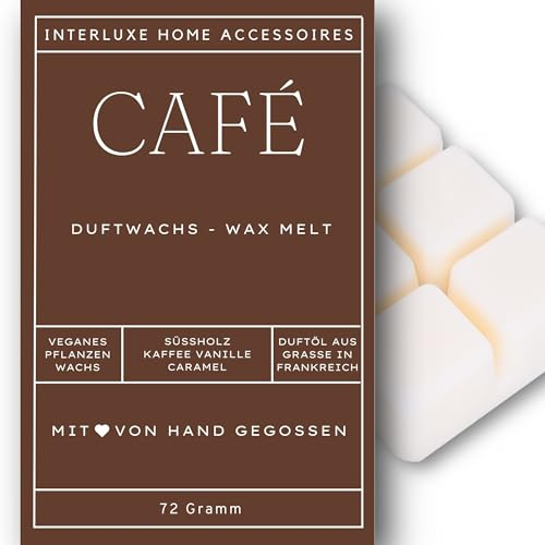 Interluxe Duftwachs Duft Café angenehm duftend Kaffeeduft Waxmelt 100% pflanzlich Duftwachswürfel Duftwachsblock Wachs mit Duftöl