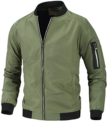 Generisch Hardshelljacken, Herren Übergangsjacke Winddicht Bomberjacke Army Fliegerjacke Cargo Reißverschluss Feldjacke Winterjacke Mit Taschen Hemdjacke Blouson Sommer Blouson (4XL, Grün)