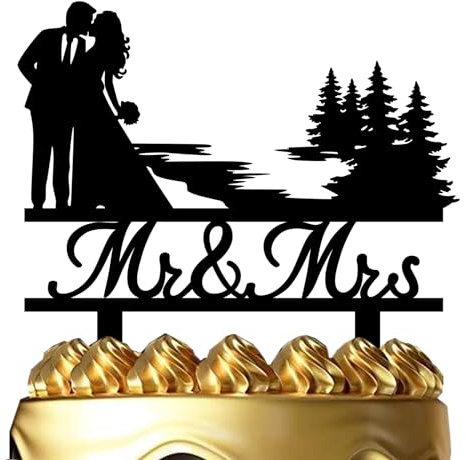 ximoogoooz Outdoor Wedding Cake Topper Hiking Wedding Cake Topper Mountain Forest Theme Cake Decorations for Wedding Bridal Shower Anniversary Party Supplies