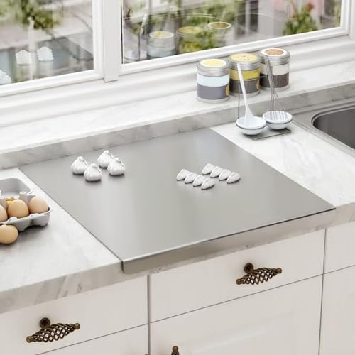 DAZZLEEX Stainless Steel Cutting Board, Portable Cutting Board With Lip Mildew-proof Kitchen Kneading Panel For Kneading Bread 40 * 30cm
