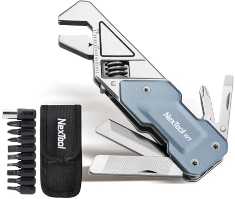 NexTool W1 MultiTool, 6 IN 1 Rollgabelschlüssel Multitool Werkzeug Multi Tool Faltbare Zange mit Nylontasche, 9 Schraubendreher Bits, Geschenke für Männer, Gadgets für Männer, Camping Zubehör
