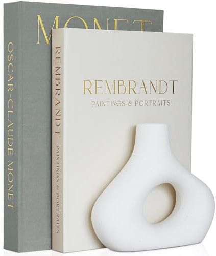 Beautiful Decorative Books - Set of 2 Linen Boxes Enhance Your Coffee Table, Bookshelf or Mantle Decor - Aesthetic Fake/Faux Books for Modern Home Decoration, Photo Storage and as a Keepsake Box