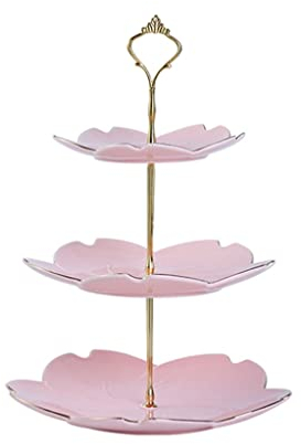 Cesta De Frutas 3 niveles Frutas Cesta De Cerámica Fruta De Cerámica Placas De Fruta Pastel De Bebé Bandería De Metal Pastel De Pastel De Pastel De Pastel De Pastel De Vegetal Fruteros ( Color : Rosa