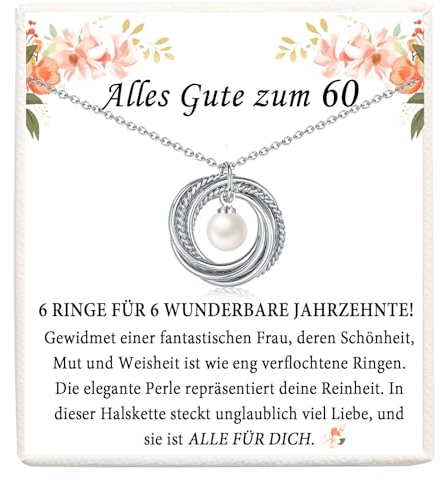 FAOMZQ Geschenk 60. Geburtstag Frau, Perle Halskette für Frauen zum 60 Geburtstag, Geburtstagsgeschenk für Frauen Frau Freundin Mama Oma Schwester Tante