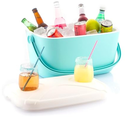 Avilia Tragbarer Kühlschrank 20 l mit Griff – starre Kühltasche mit isolierender Beschichtung, ideal für Picknicks und Ausflüge, aus Polypropylen und Polyethylen, 48 x 28 x 33 cm, Türkis